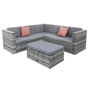 Oseasons® Hampton KD Rattan 5 Seat Corner Lounge Set in Grey