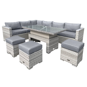Oseasons® Aruba Rattan 9 Seat Rising Table Set in Dove Grey