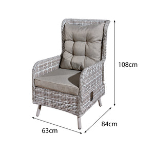 Oseasons® Majorca Rattan 2 Seat Recliner Tea for Two Set in Dove Grey with Stools