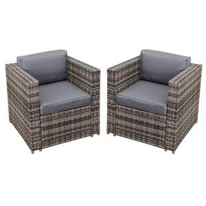 Oseasons® Malta Rattan 2 Seat Twin Chair Set in Walnut Grey