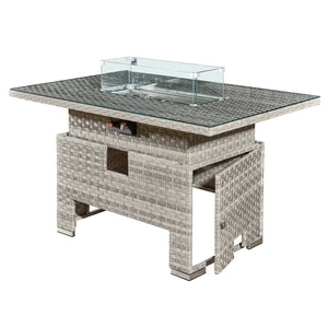 Royal Fire™ Icarus Rattan Rising Firepit Table in Dove Grey