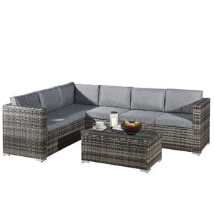 Oseasons® Acorn Rattan 6 Seat Corner Sofa Set in Walnut Grey