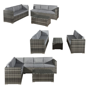 Oseasons® Acorn Rattan 6 Seat Corner Sofa Set in Walnut Grey