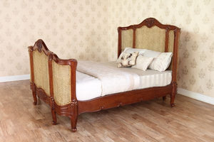 French Curved Rattan Bed