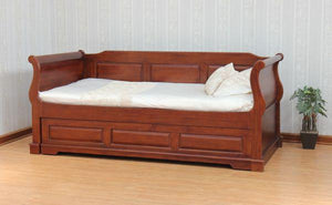 Mahogany French Sleigh Day Bed / Trundle Bed With Back Panel