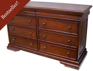 French Louis Philippe Sleigh Low Wide Chest of Drawers (6-8 drawers)