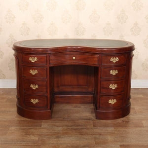 Mahogany Kidney Desk with Leather Top