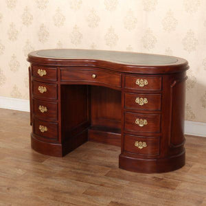 Mahogany Kidney Desk with Leather Top