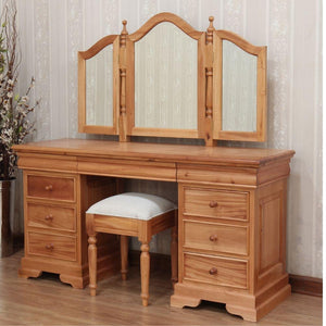 French Louis Philippe Sleigh Dressing Table With Folding Mirror & Stool