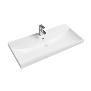 Limoge® Thick-Edge Ceramic Inset Basin with Scooped Full Bowl