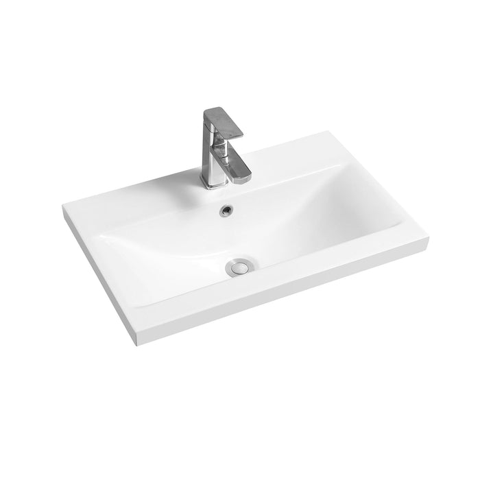 Limoge® 5004 Ceramic Mid-Edge Inset Basin with Dipped Bowl