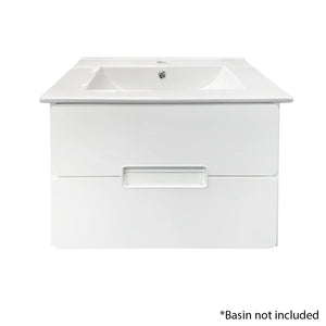 Limoge® Adele 60cm Floating 2 Drawer Basin Unit in White