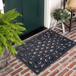 Oseasons® Ornate Small Eco-Friendly Doormat in Grey with Open Back