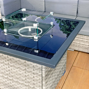 Royal Fire™ Cancun Rattan Square Gas Firepit Table in Dove Grey