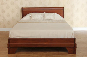 Mahogany French Versailles Sleigh Bed with low footboard
