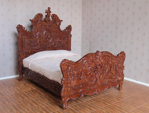 French Cherub Solid Mahogany Bed