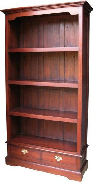 Solid Mahogany Bookcase with 2 Drawers