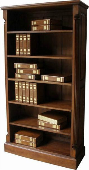 Solid Mahogany Tall Wide Pillar Bookcase