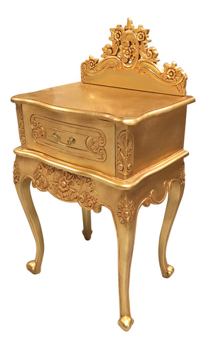French Rococo Bedside Table with Pediment