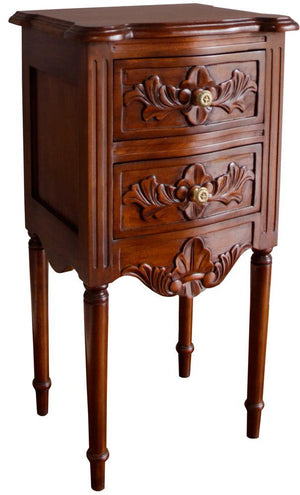 French Rococo Bedside Table with Flute Legs