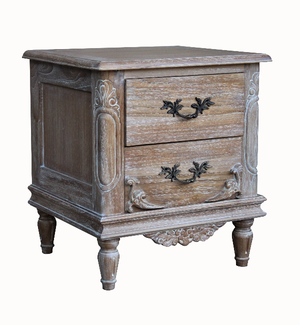 French Weathered Bedside Table - Belle