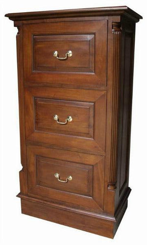 3 Drawer Mahogany Filing Cabinet with brass handles (standard)