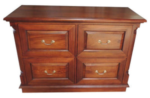 Deep 4 Drawer Mahogany Filing Cabinet