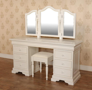 French Louis Philippe Sleigh Dressing Table With Folding Mirror & Stool