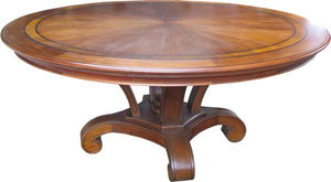 Round Mahogany Dining Table with Inlay