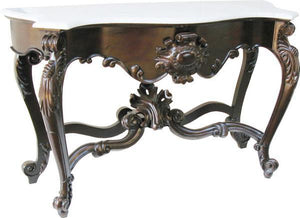 French Shell Console Table with Marble Top