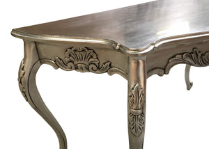 Carved French Silver Serpentine Console Table