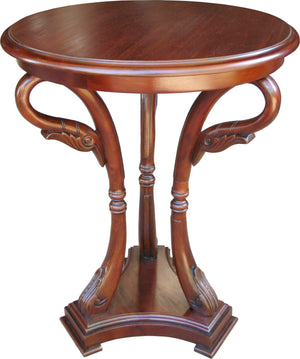 Swan Carved Mahogany Side Table
