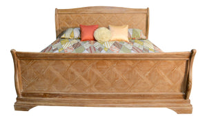 Lyon French Weathered Parquet Sleigh Bed Frame